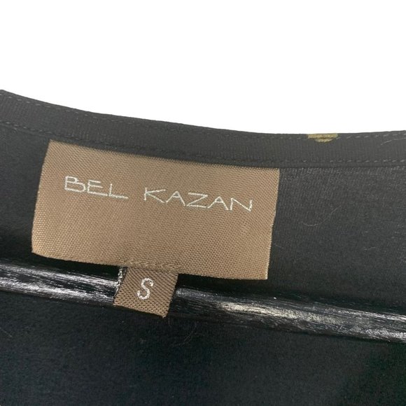 Bel Kazan Black Gold Micro Print Tapered Waist V Neck Dress Small - Picture 5 of 12